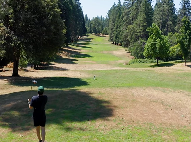 golfer teeing off at Forest Meadows Golf Course